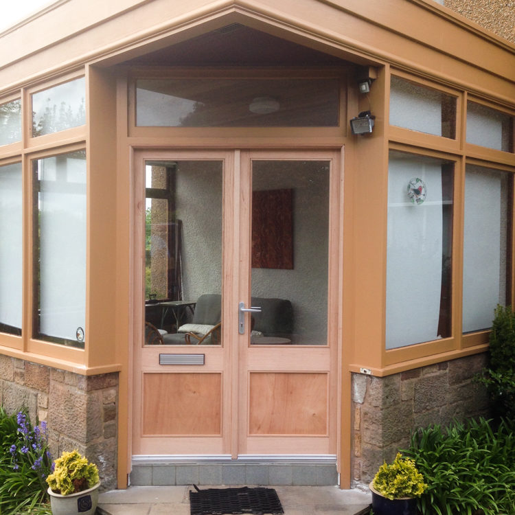 Wooden glass door