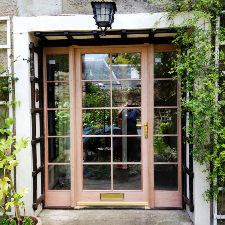 Wooden glass door