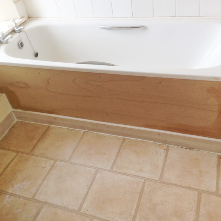 Bath panel replacement and floor tiling